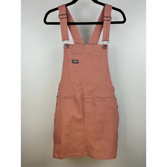 Wildfang Skirtall Overall Dress Womens Pink Sleeveless Short Denim